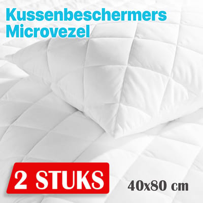2x Kussenbeschermer Microvezel Wit/Creme - 40x80 - Antibacteriëel Kussenbeschermer - Kussen Beschermer - Kussenbeschermer Met rits - kussensloop - Kussenbeschermer Microvezel 2 stuks - Molton Kussenslopen (set van 2)