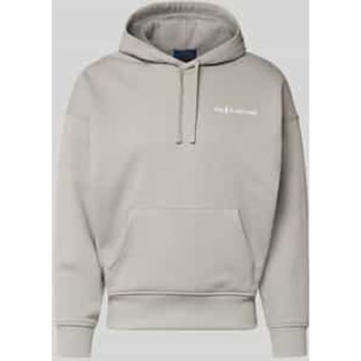Relaxed fit hoodie met labelstitching en kangoeroezak