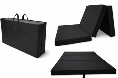 Slaapmat 2 Persoons 200 x 120 x 10 cm – Opvouwbaar Campingmatras met Draagtas – Dikke Ligmat voor Camping, Tent en Logeren, zwart