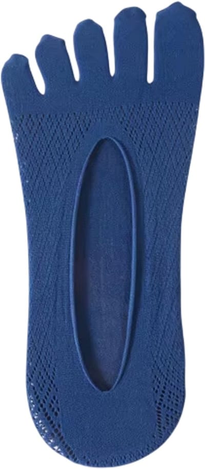 1 Paar Onzichtbare Vijf Tenen Sokken Heren – No Show Sneakersokken Ademend Mesh Anti-Slip, Dunne Elastische Zomersokken - Blauw