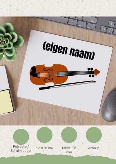 Akyol - viool met eigen naam Muismat - Viool - muziek liefhebbers - iemand die houdt van violen - verjaardag - cadeau - kado - geschenk - 23 bij 19 cm