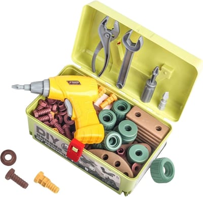 Boormachine Speelgoed - Educatieve Leerset - Fijne motoriek - 135 Delige Set - 26 x 16 x 14 cm
