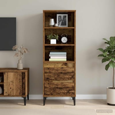 vidaXL - Highboard - Oud - hout - 40 - x - 36 - x - 110 - cm - Bewerkt - hout