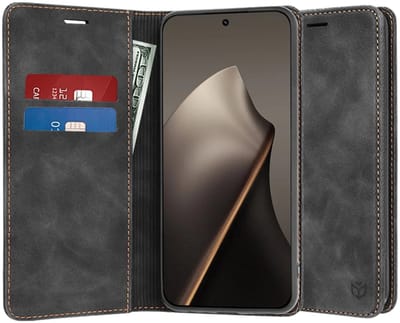 Hoesje geschikt voor Xiaomi 15T - Techsuit Confy Book Wallet Case - Zwart
