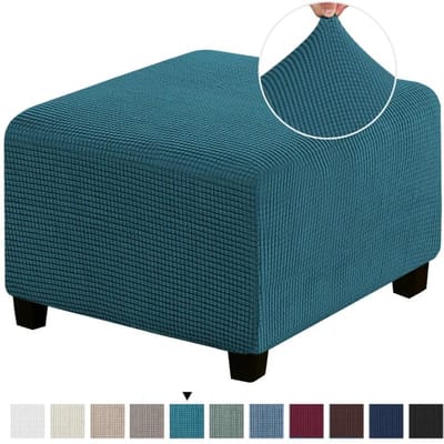 3 Maten Vierkant Jacquard Duurzaam Stretch Voetenbank Ottoman Hoes Opvouwbare Opbergkruk Meubelbeschermer Slipcover S