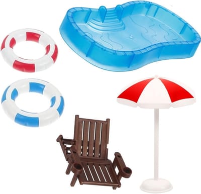 Miniatuur Strandlandschappen Set van 5 - Strandaccessoires met Parasol en Stoel voor DIY Sprookjestuin en Cadeaus