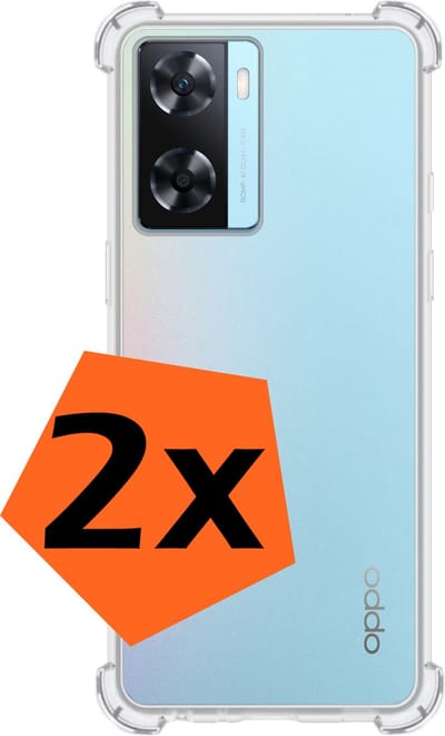 Hoes - 2 Stuks - Geschikt voor OPPO A57 - Sterk & Shockproof - Siliconen Case - Back Cover - Telefoon Hoesje Shock Proof - Transparant