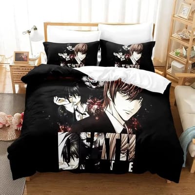 Nieuwe Death Note Beddengoed Collectie Enkel Tweepersoons Full Queen King Size Bed Collectie Volwassen Kind Slaapkamer Dekbedovertrek Collecties 3D Anime Met Beddengoed 70x133cm 2pcs black