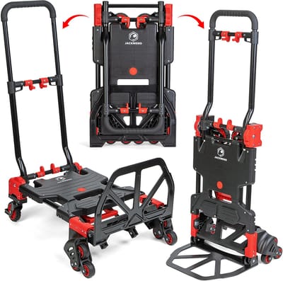 Jackmend 2-in-1 Opvouwbare Steekwagen en Transportkar - Laadcapaciteit tot 136 KG - Opvouwbare Plateauwagen - Trapklimmende Wielen