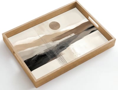 Dienblad hout 50x35 cm - Schootdienblad - Minimalistisch - Landschap - Dimensie - Borrelplank rechthoek - Plateau dienbladen