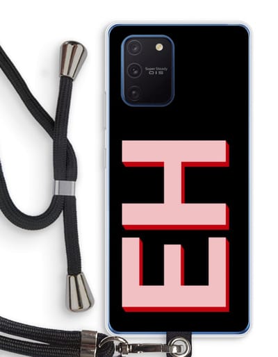 Gepersonaliseerd - Case Company® - Hoesje met koord geschikt voor Samsung Galaxy Note 10 Lite hoesje met Koord - Monogram - Telefoonhoesje met Zwart Koord - Bescherming aan alle Kanten en Over de Schermrand