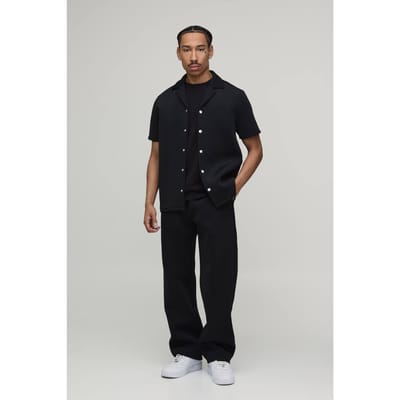 Regular Fit Shirt and Relaxed Trouser Scuba Set | Black | Size XS