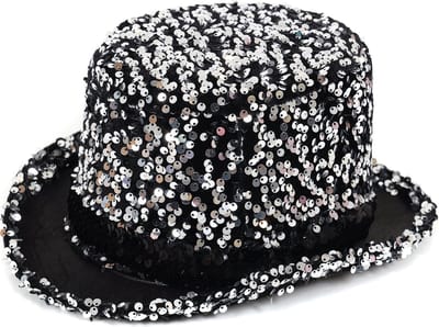 Hoge Hoed Pailletten - Zilver - One Size - Volwassenen - Unisex