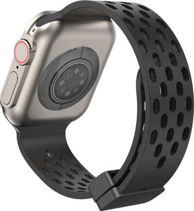 Siliconen bandje - geschikt voor Apple Watch series 1/2/3/4/5/6/7/8/9/10/11/ SE (1,2,3) / Ultra (1,2,3) met maat 44 mm / 45 mm / 46 mm / 49 mm - Zwart