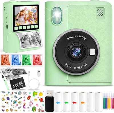 Kinder Camera - Kindercamera met Print - Foto's Maken - Direct Print Functie - 1080P HD - Groen