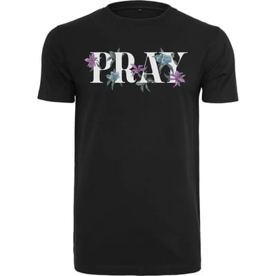 Mister Tee - Flower Pray Heren T-shirt - XS - Zwart