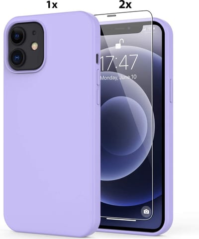 Hoesje Geschikt voor iPhone 11 Pro Hoesje Soft Nano Silicone Backcover Gel Lila Paars Met 2x Glazen screenprotector