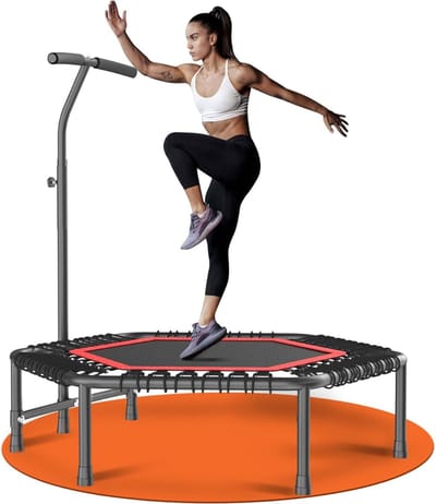 SCH® Fitness Trampoline - Trampoline - Fitness - Zwart - ‎114cm x 114cm x 33cm