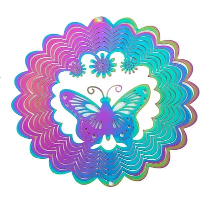 Carillon Éolien 3D Tourbillons Mandala Arc-en-ciel Carillons Éoliens Suspendus Attrape-Soleil Illusion Magique Décor de Jardin Cour Dissuasif Oiseaux