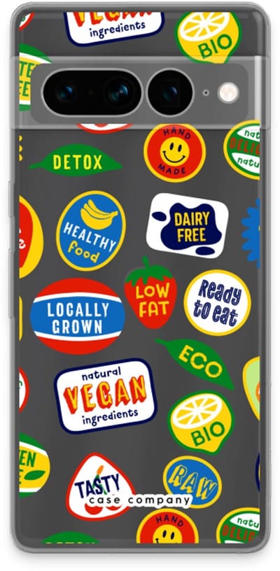 Case Company® - Hoesje geschikt voor Google Pixel 7 Pro hoesje - Fruitsticker - Soft Cover Telefoonhoesje - Bescherming aan alle Kanten en Schermrand