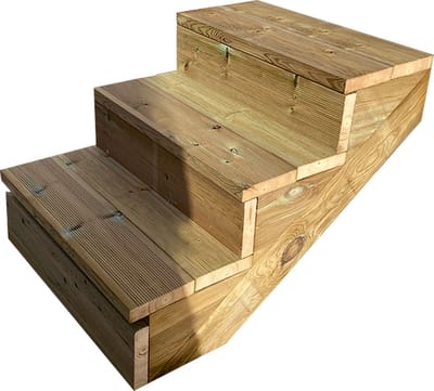 BERLIN Houten Buitentrap - 3 Gesloten Treden 54 cm Hoog - 60 cm Breed