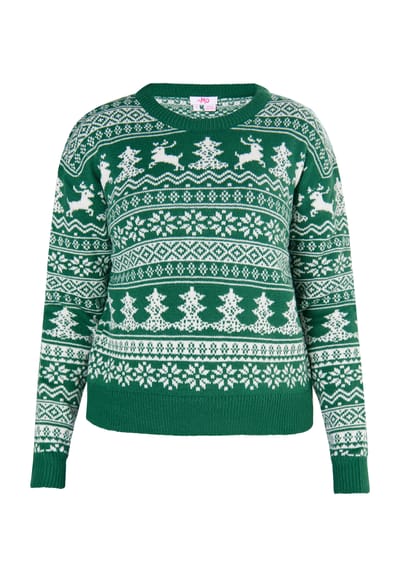 Mymo Kersttrui Dames Groen Wit