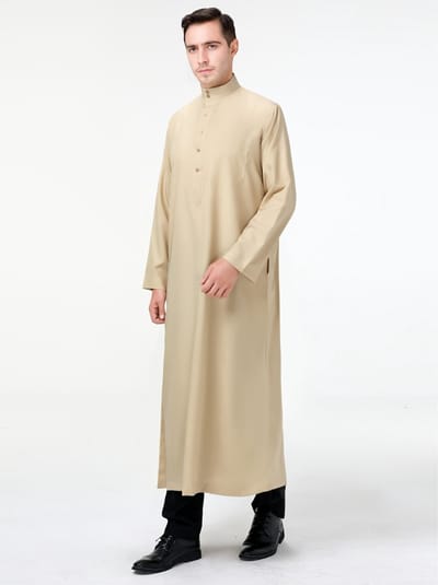 Livano Arabisch Mannen Kaftan - Djellaba Heren - Islamitische Kleding - Moslim Kleding - Alhamdulillah - Wit XXL