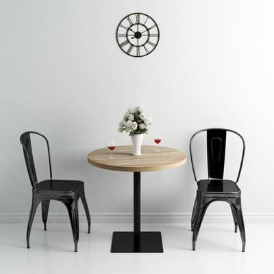 vidaXL - Bistrotafel - rond - 80x75 - cm - MDF - en - staal - eikenkleur