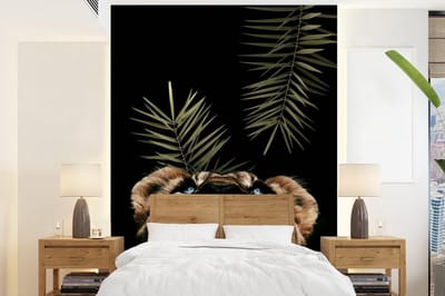 Behang - Fotobehang Tijger - Portret - Planten - Breedte 175 cm x hoogte 240 cm