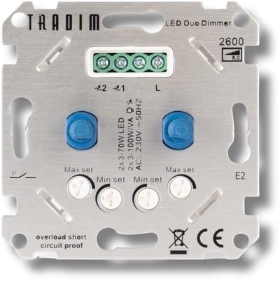 2600 LED Duo Muurdimmer Instapmodel | 2x 3-100W