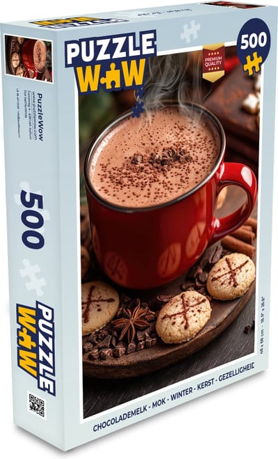 Puzzel Chocolademelk - Mok - Winter - Kerst - Gezelligheid - Legpuzzel - Puzzel 500 stukjes - Kerstpuzzel - Kerstpuzzels - Kerst - Cadeau - Kerstcadeau voor mannen, vrouwen en kinderen
