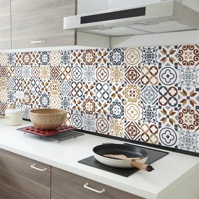 Zelfklevende tegelmuurstickers voor keuken en badkamer - 24 Zepetino Azulejo tegelstickers - 24 stickers 10x10cm