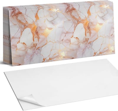 Coloray Plaktegels - Elegant marmer met aderen Wandtegel Zelfklevend - 60 cm x 30 cm - Wit Plaktegels - 6 stuks - Rechthoek PVC Tegels - Plaktegels Keuken - Zelfklevende Vloertegels Badkamer - Vinyltegels Vloer Zelfklevend - Zelfklevende Wandtegels