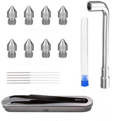 3D printer reserveonderdelen - 3D Printer Nozzles - 17-delige 3D Printer Gereedschapskit, Hexagonale Sleutel, Nozzle Reinigingsgereedschap