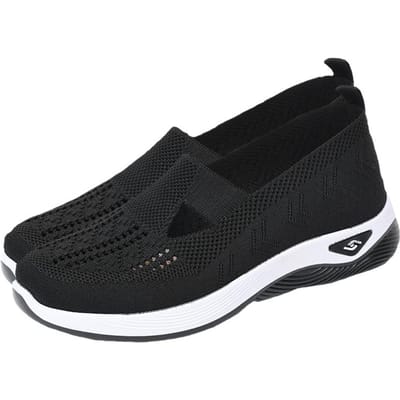 Lente nieuwe damessportschoenen, modieus, ademend, lichtgewicht, antislip, slijtvast, casual sportschoenen, platte schoenen 36 black