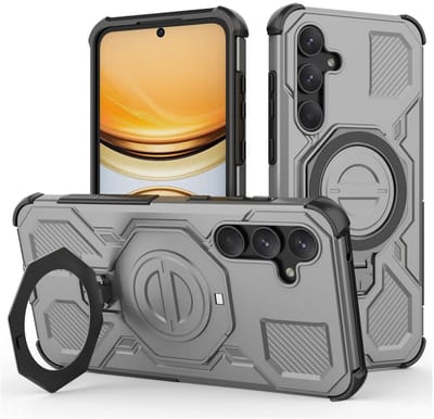 Hoesje geschikt voor Samsung Galaxy A55 | Compatibel met MagSafe / Qi2 | 360° Draaibare Magnetische Standaard | Back Cover Kickstand Ring | Grijs