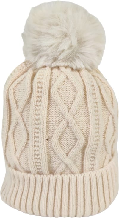 Qischa® Trendy muts met ponpon en thermische voering beige