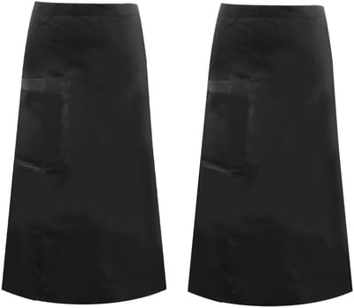 Dailygoods- Tailleschort 2 Stuks - Zwart - Kelnerschort - Voorbinder Schort - Polyester - Ruime Zakken - Onder de Knie Bescherming