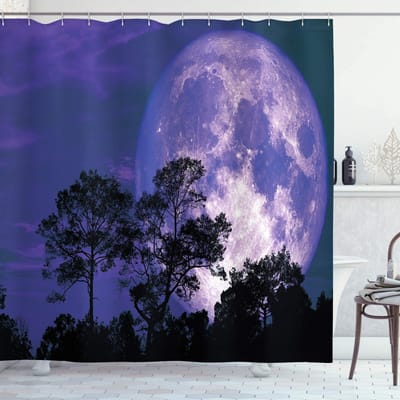 ABAKUHAUS Volle maan douchegordijn – lavendelblauw – 175×200 cm – wasbaar