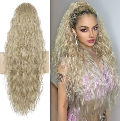 Ponytail Haarstuk Lang 75 cm met Trekkoord, Golvende Krullen en Natuurlijke Look, Perfecte Clip-in Ponytail voor Stijlvolle Haarstijlen en Afro Braid