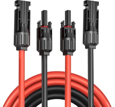 10 m Solarkabelverlenging 6 mm² - Waterdichte Verbindingskabel voor Zonne-energie, Spanningsklasse 1500 V, IP68