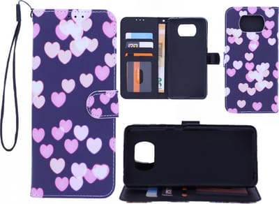LuxeBass Boekhoesje met print geschikt voor Nokia 5.4 - Hearts - telefoonhoes - gsm hoes - telefoonhoesjes