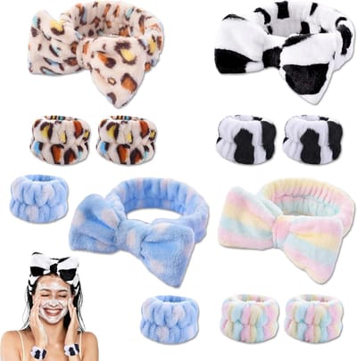 Set van 12 Cosmetische Haarbanden en Polsbanden - Elastische Make-up Haarbanden voor Dames, Ideaal voor Yoga, Douchen en Huidverzorging