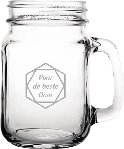 Gegraveerde Drinkglas 45cl voor de beste Oom in hexagon