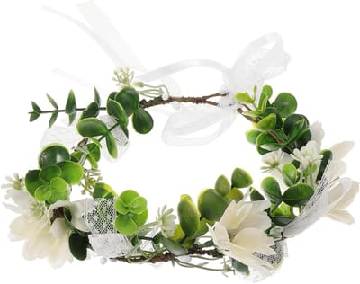 Bloemenslinger Hoofdband - Bloemenkroon - Bruiloft Accessoire - Fris Uniek Ontwerp - 42 cm - Groen