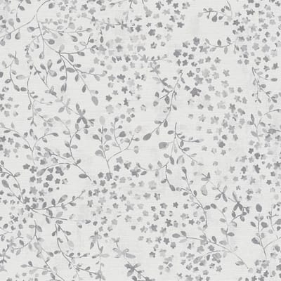 Bloemen behang Profhome 397474-GU vliesbehang hardvinyl warmdruk in reliëf licht gestructureerd met bloemmotief mat grijs wit zilver 5,33 m2