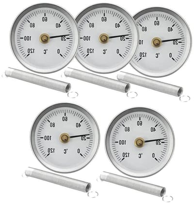 Buis thermometer - Temperatuurmeter rond - Leidingen meten - Directe aflezing - 63 mm diameter - Zilver