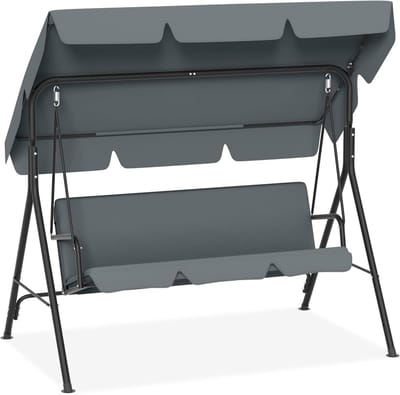 Schommelbank Tuin - Driezits Bank - Ontspannen Buiten - Verstelbaar Zonnedak - 193 x 110 x 152 cm - Antraciet