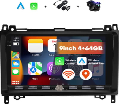 Boscer 2 Din Autoradio - Geschikt voor Mercedes-Benz B200 (2008-2011) - Draadloos Apple CarPlay & Android Auto - Vernieuwd Bedieningspaneel - 9 Inch HD Touchscreen - Android 15 - 4+64GB - GPS - WiFi, Bluetooth & USB - Achteruitrijcamera & Microfoon