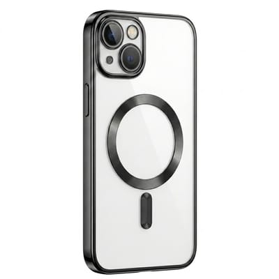 Hoesje Geschikt voor iPhone 15 plus en Geschikt voor Magsafe - Telefoonhoesje Zwart en Transparant